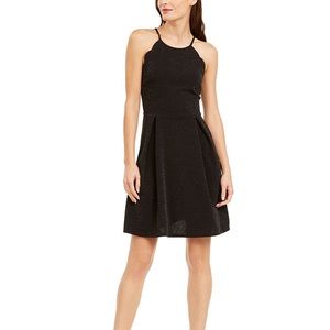 Monteau Scalloped Metallic Fit and Flare Dress